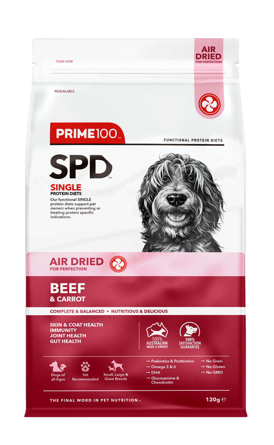 Prime100 SPD™ Air Dried Beef &amp; Carrot 120g