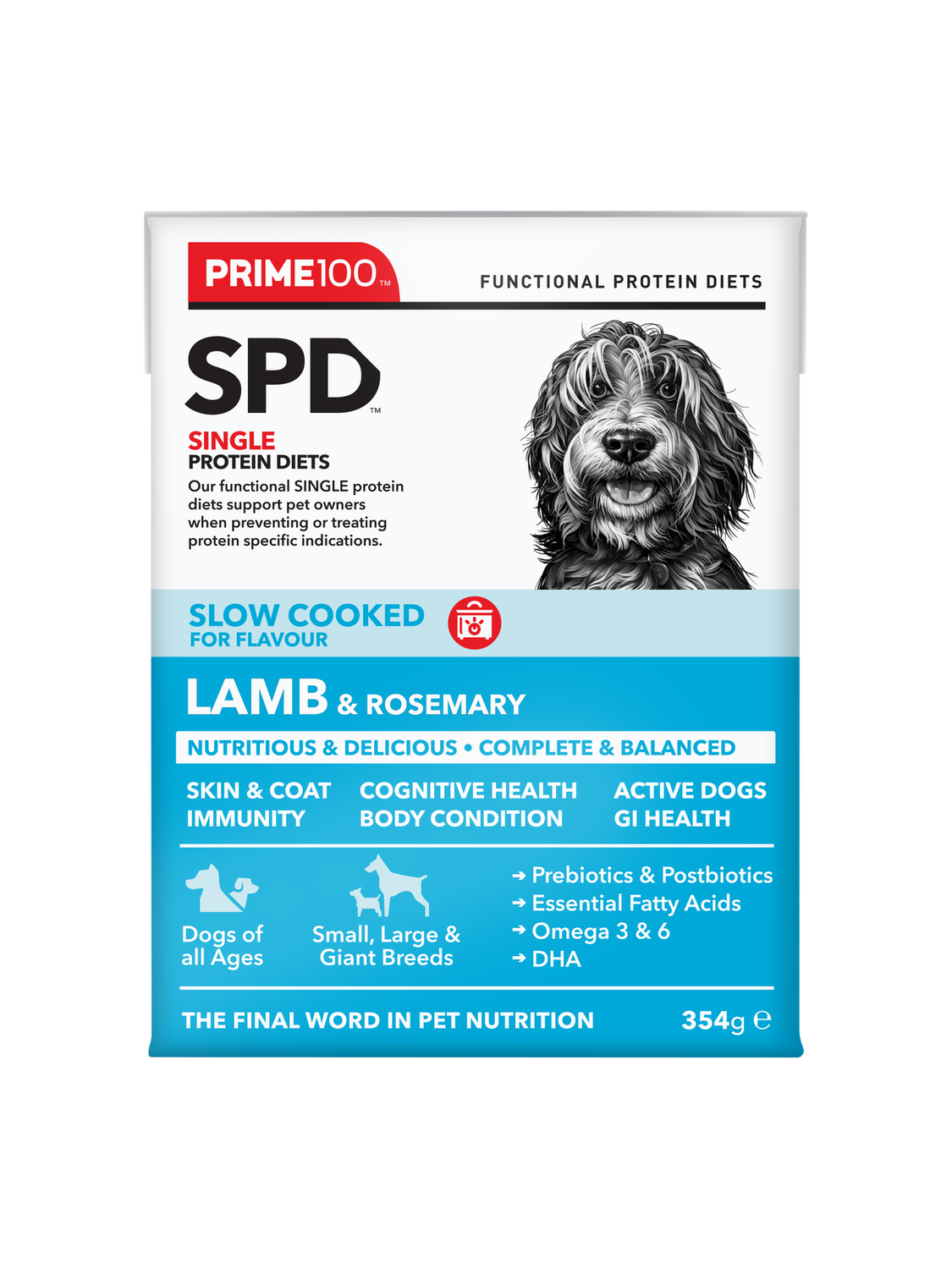 Prime100 SPD™ Slow Cooked Lamb &amp; Rosemary Dog Food 354g