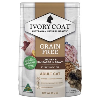 Ivory Coat Cat Adult Chicken &amp; Kangaroo In Gravy 12 X 85G