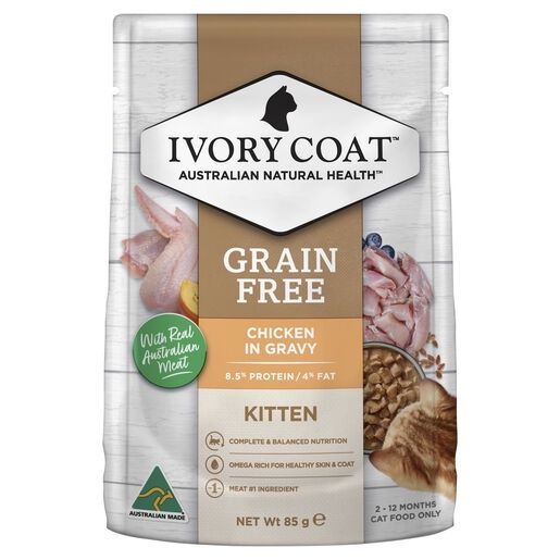 Ivory Coat Grain Free Kitten Chicken In Gravy Wet Food 85G