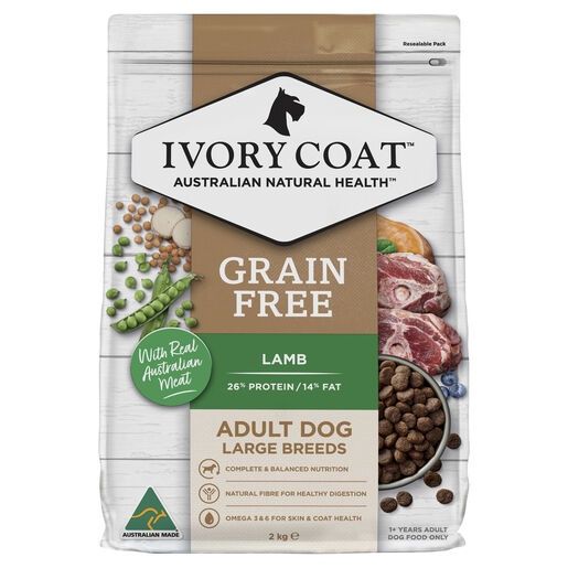 Ivory Coat Adult Dog Large Breed Grain Free Lamb Dry Food 2Kg