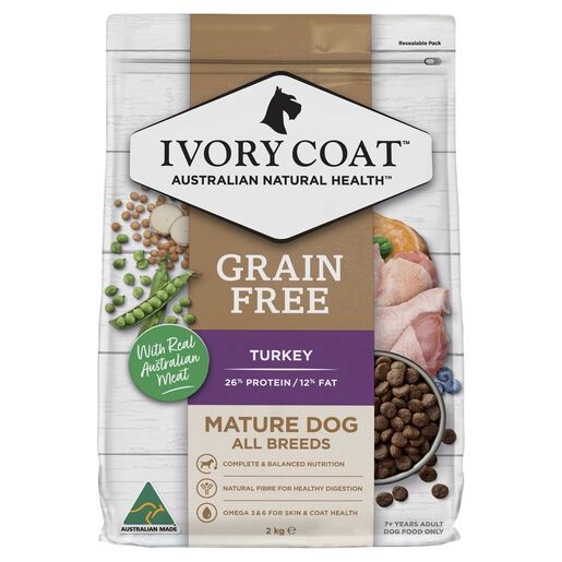 Ivory Coat Grain Free Mature Dog Turkey Dry Food 2Kg