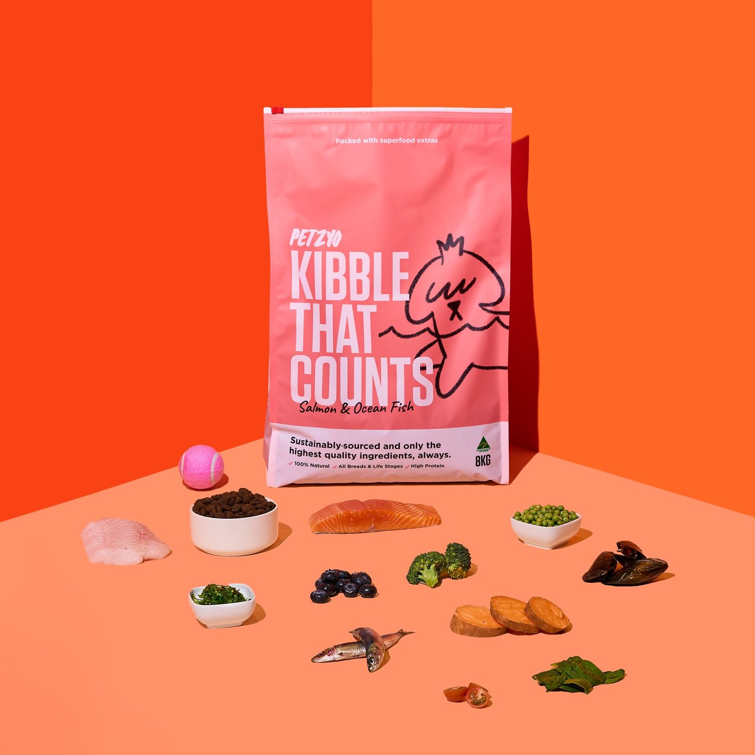 Petzyo Kibble That Counts - Salmon and Ocean Fish with Green Lipped Mussels 8kg