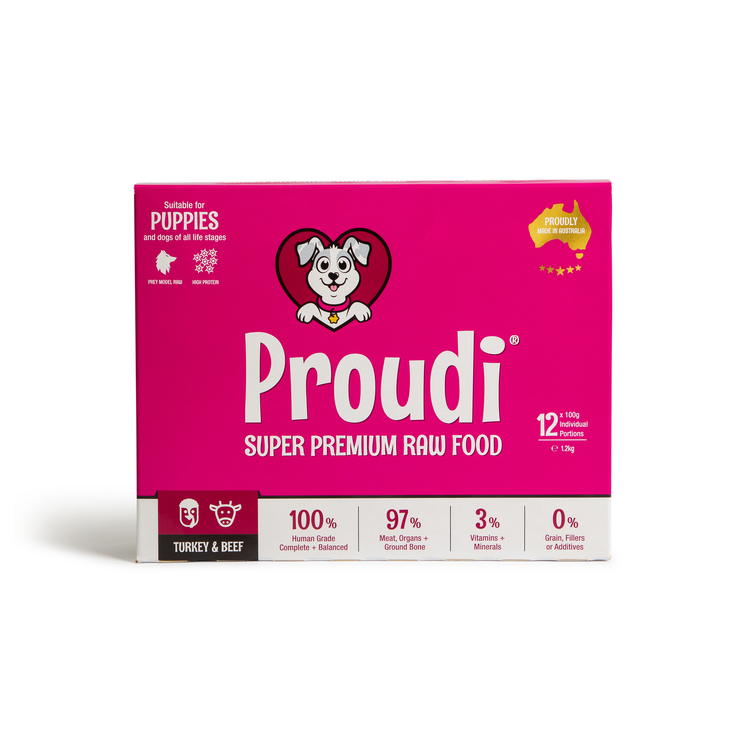 Proudi Dog Puppy Turkey &amp; Beef 1.2kg