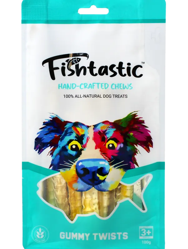 Fishtastic Gummy Twists - Hand Crafted Chews 100G