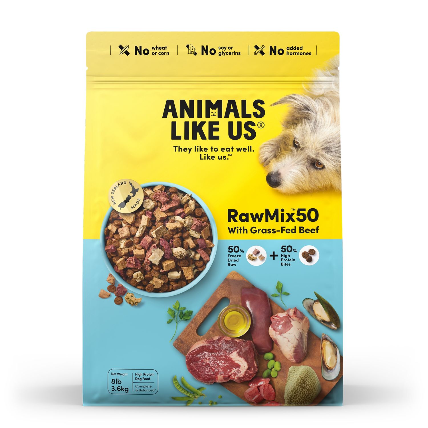 Animals Like Us RawMix50 with Grass-Fed Beef Dog food 3.6kg