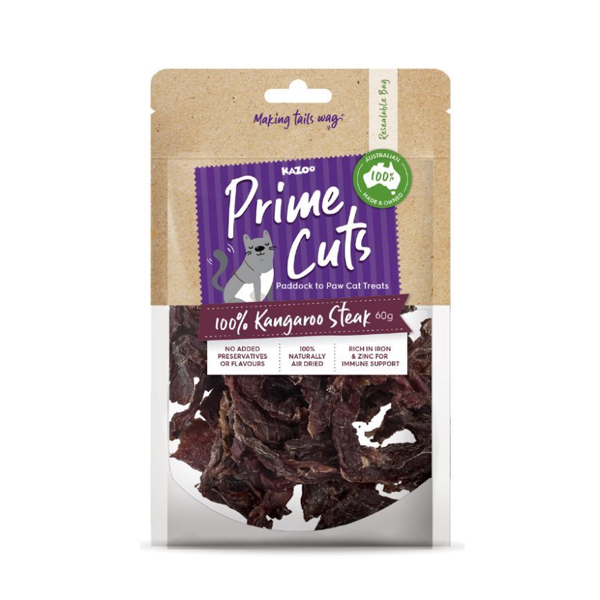 Kazoo Prime Cuts Cats Kangaroo Steak Cat Treats 60g
