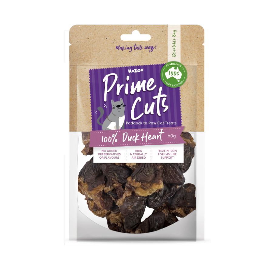 Kazoo Prime Cuts Cats Duck Heart Cat Treats 60g