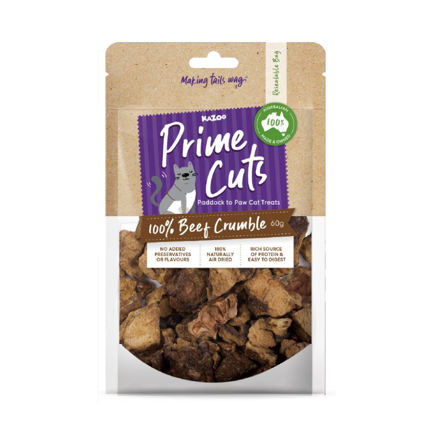Kazoo Prime Cuts Cats Beef Lung Crumble Cat Treats 60g