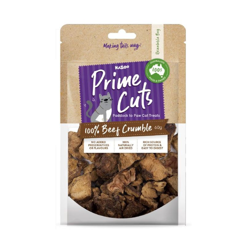 Kazoo Prime Cuts Cats Beef Lung Crumble Cat Treats 60g