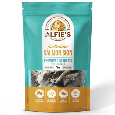 Alfie&#39;s Treatos Super Crunchy Salmon Skin Dog Treats 75g