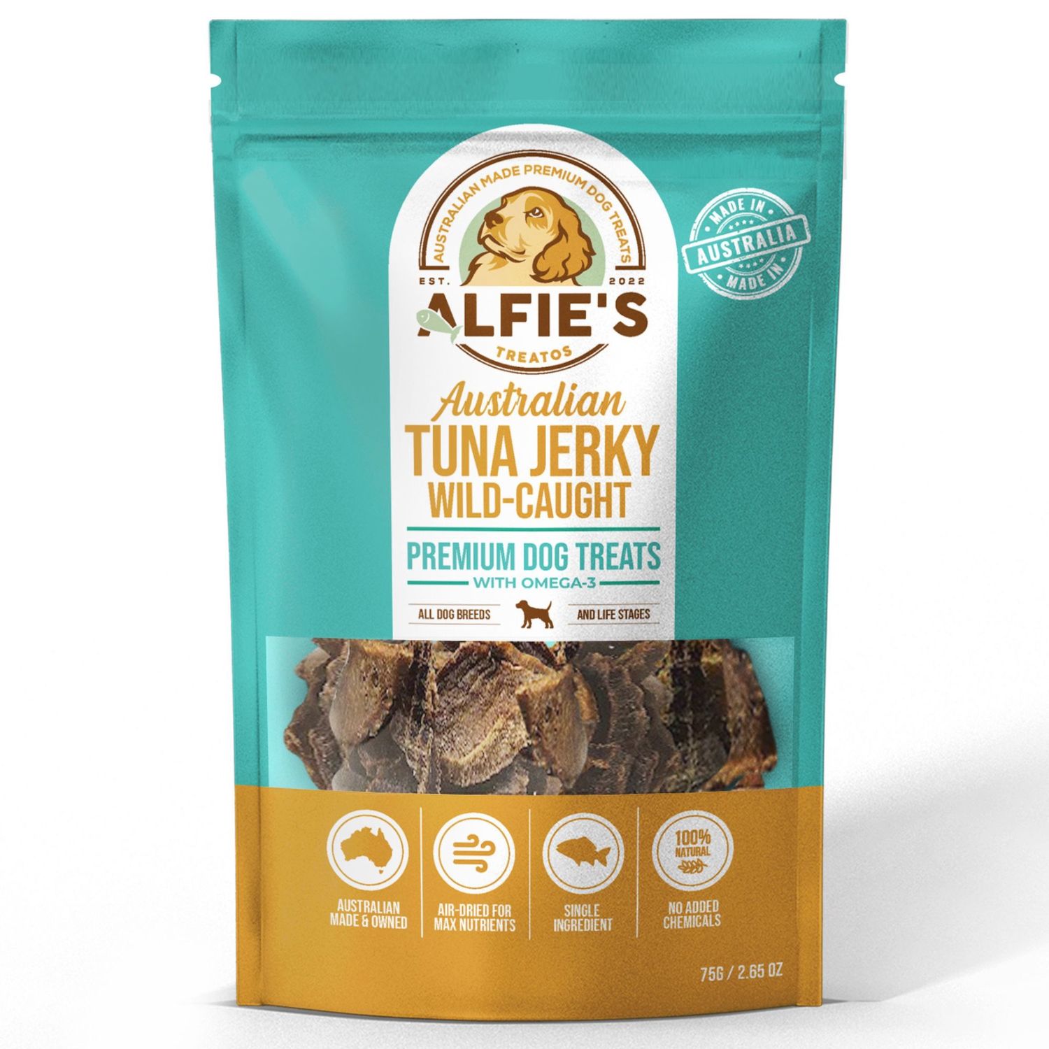 Alfie&#39;s Treatos Wild-Caught Australian Tuna Jerky Dog Treats 75g