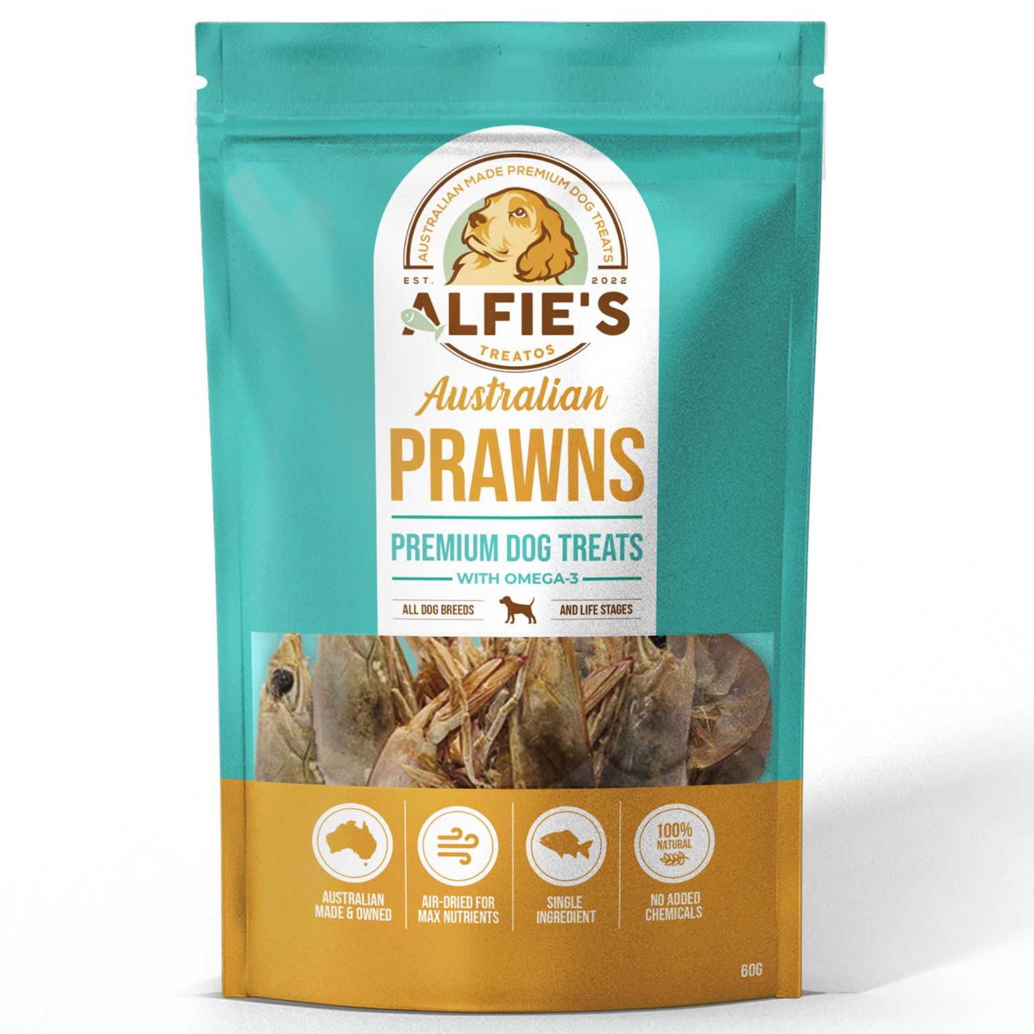 Alfie&#39;s Treatos Wild-Caught Australian Prawn Dog Treats 60g