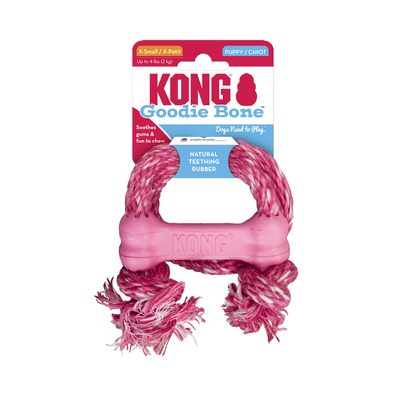 Kong Puppy Goodie Bone With Rope Extra Small