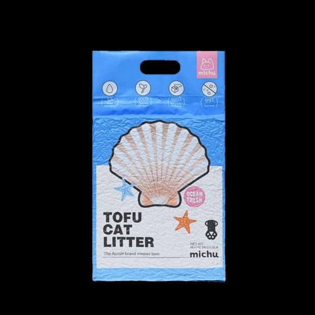 Michu Natural Clumping Tofu Cat Litter Ocean Fresh 6L - 2.5kg
