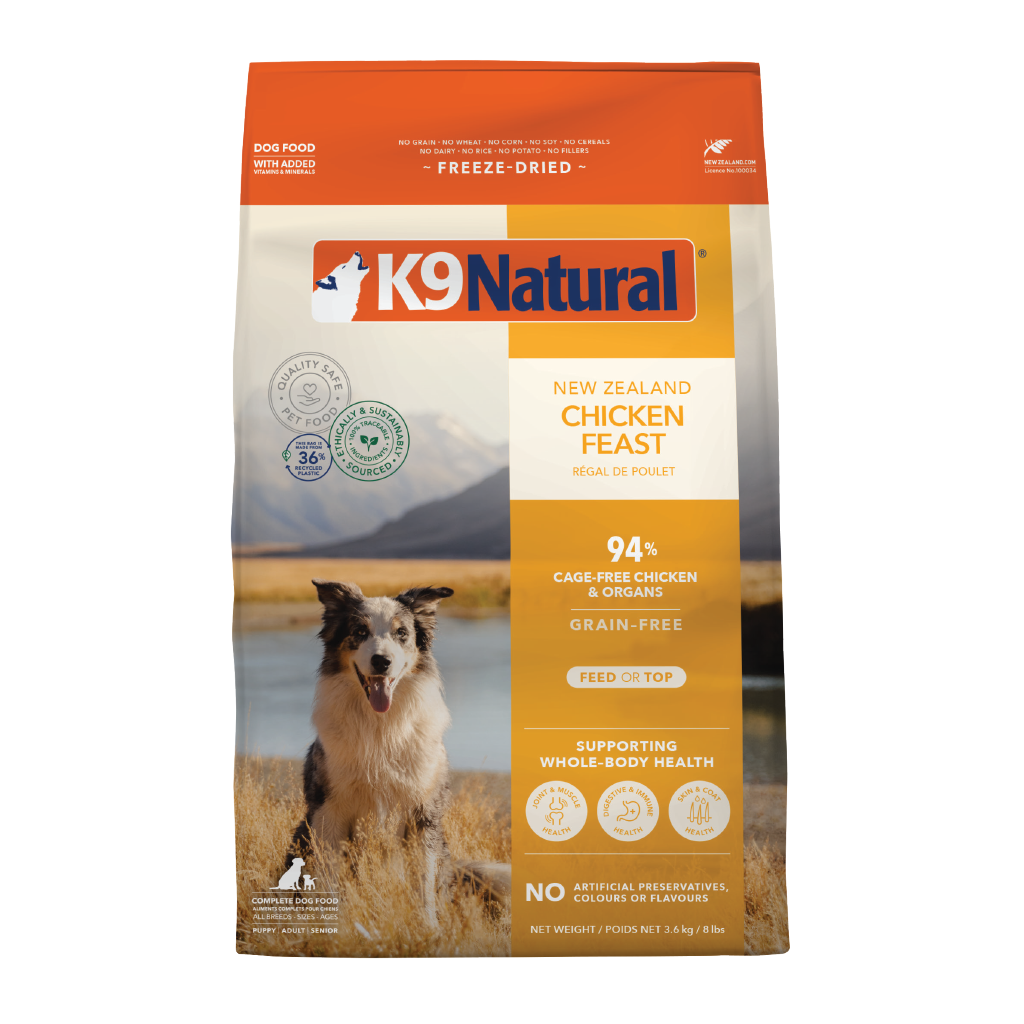 K9 Natural Grain-Free Freeze-Dried New Zealand Chicken Feast Dog Food 3.6kg