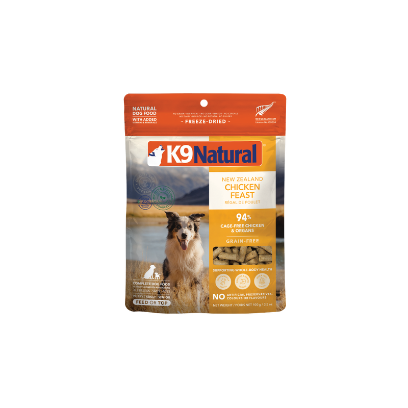 K9 Natural Grain-Free Freeze-Dried New Zealand Chicken Feast Dog Food 100g