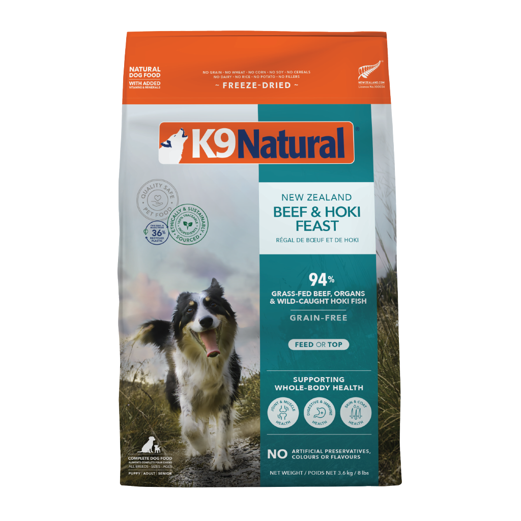 K9 Natural Grain-Free Freeze-Dried New Zealand Beef &amp; Hoki Feast Dog Food 3.6kg