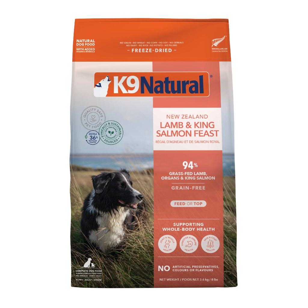 K9 Natural Grain-Free Freeze-Dried New Zealand Lamb &amp; King Salmon Feast Dog Food 3.6kg