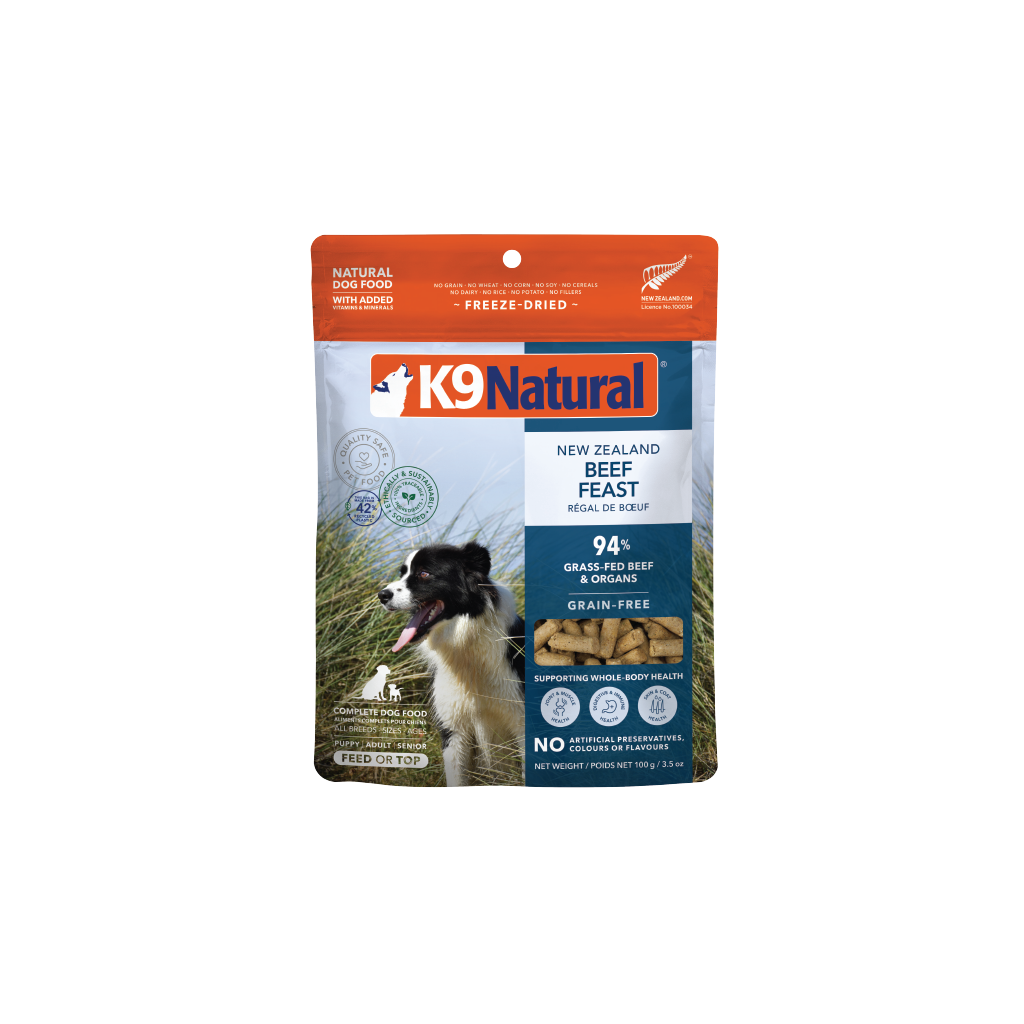 K9 Natural Grain-Free Freeze-Dried New Zealand Beef Feast Dog Food 100g