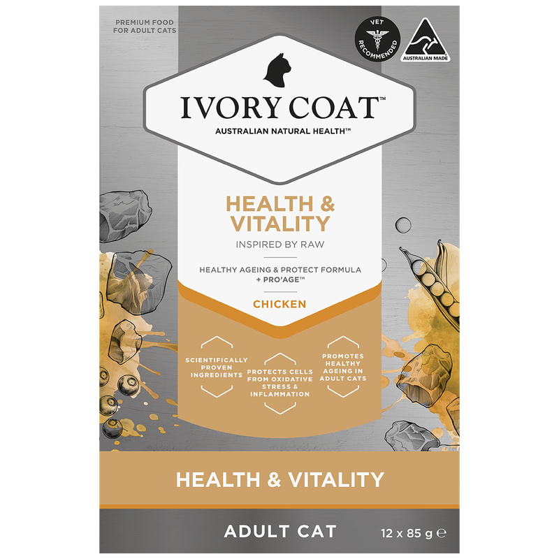 Ivory Coat Inspired by Raw Health &amp; Wellbeing Wet Cat Food 12 x 85g Pouches Grain Free