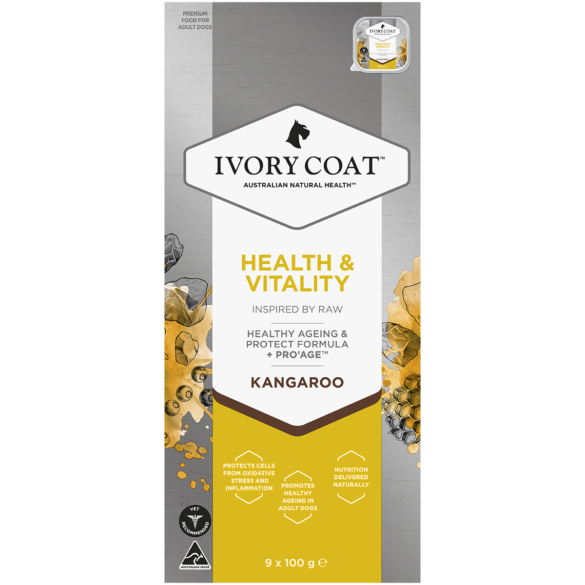 Ivory Coat Inspired by Raw Wet Dog Food Health &amp; Vitality 9 x 100g – Grain Free