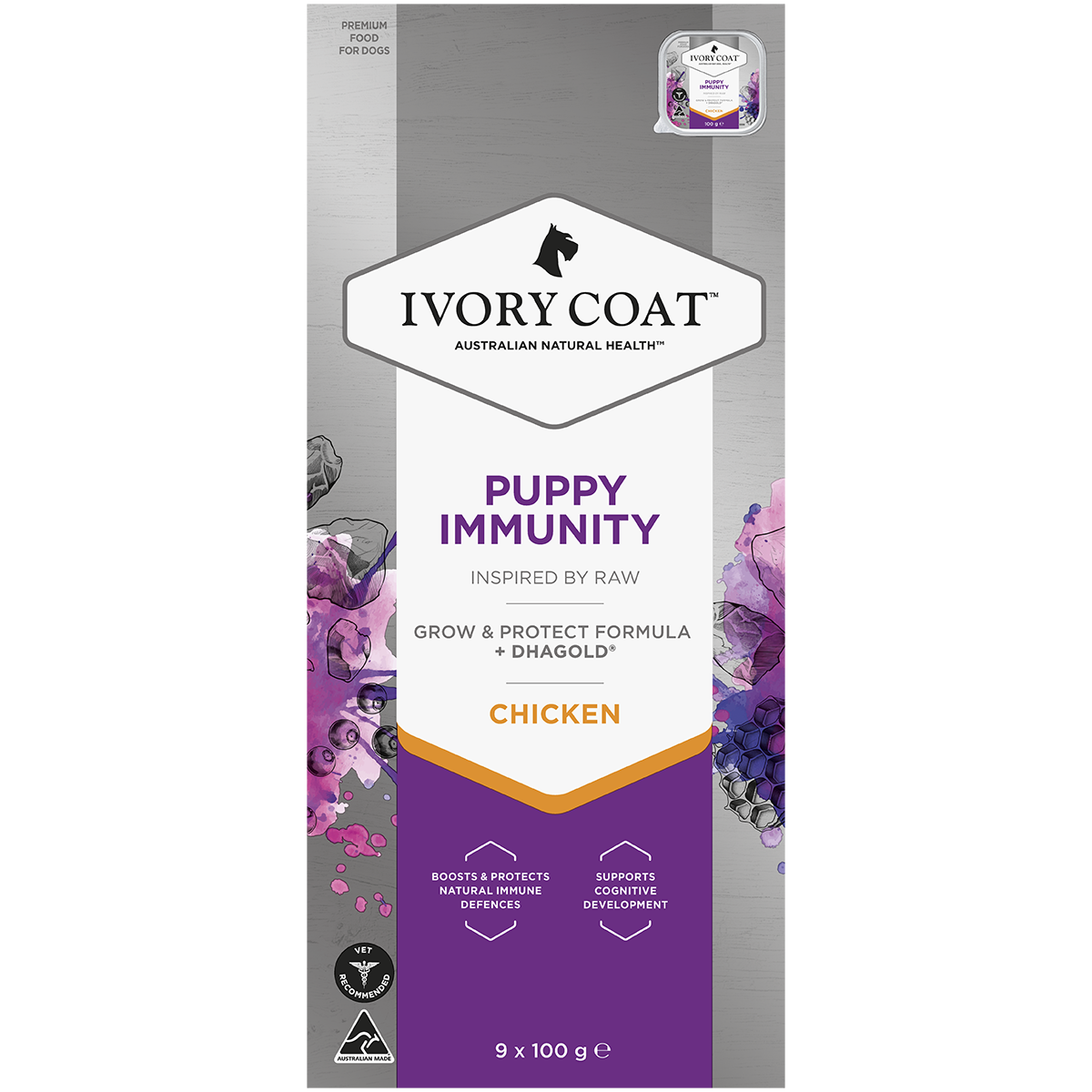 Ivory Coat Inspired by Raw Wet Puppy Food Immunity Support 9 x 100g – Grain Free