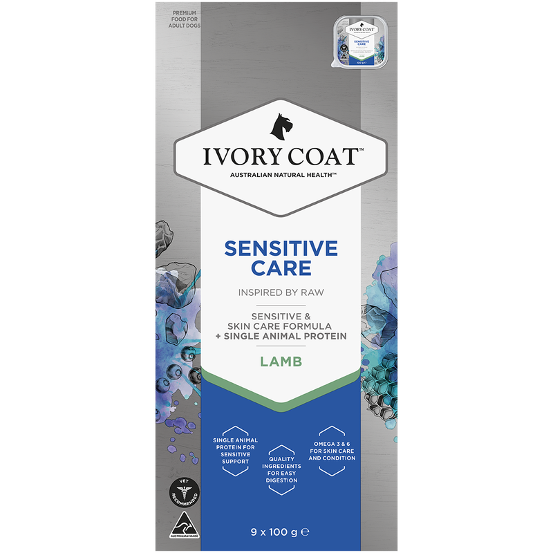 Ivory Coat Inspired by Raw Wet Dog Food Sensitive Care 9 x 100g – Grain Free