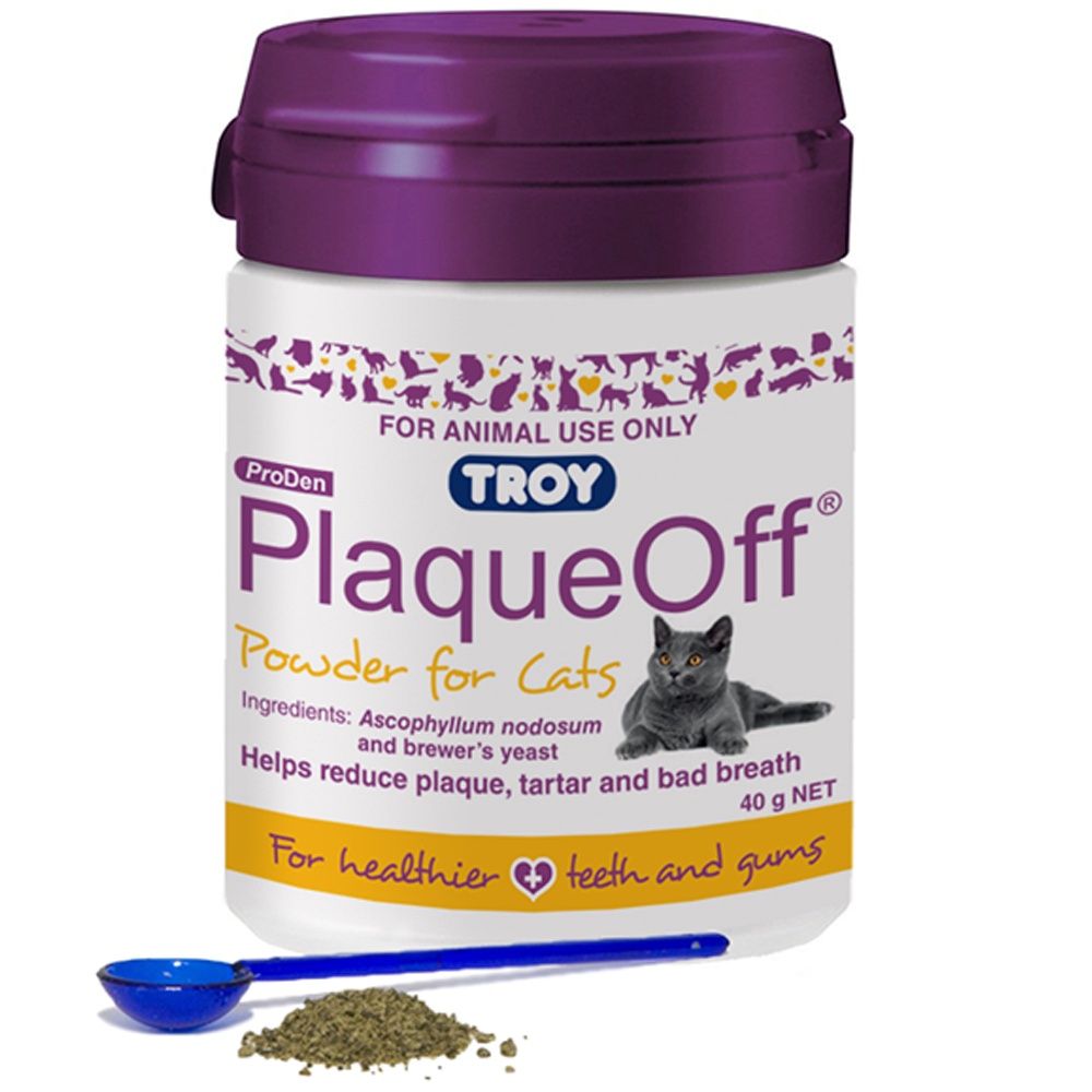 Troy PlaqueOff Cat 40g | Natural Dental Supplement for Cats