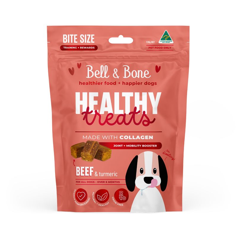 Bell &amp; Bone Healthy Treats, Joint + Mobility Booster - Beef &amp; Turmeric 130g