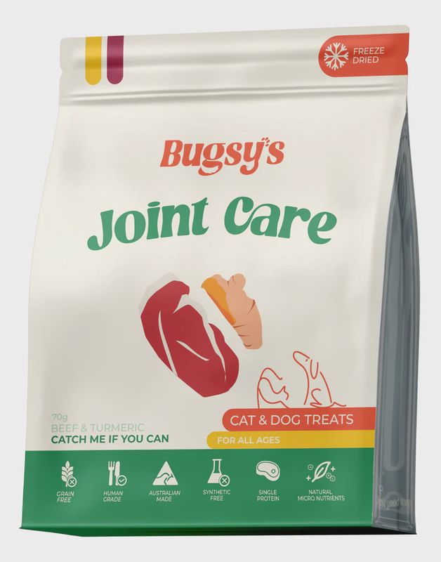 Bugsy Freeze Dried Catch Me If You Can Beef  Tendon &amp; Tumeric  Dog &amp; Cat Treats 70g