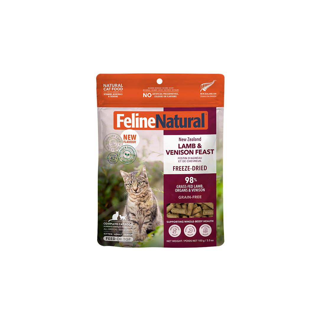 Feline Natural Freeze Dried New Zealand Lamb &amp; Venison Feast 100g