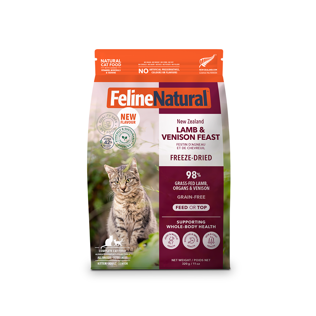 Feline Natural Freeze Dried New Zealand Lamb &amp; Venison Feast 320g