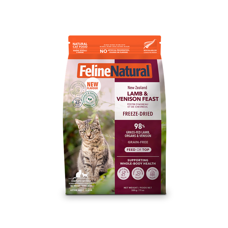 Feline Natural Freeze Dried New Zealand Lamb &amp; Venison Feast 320g