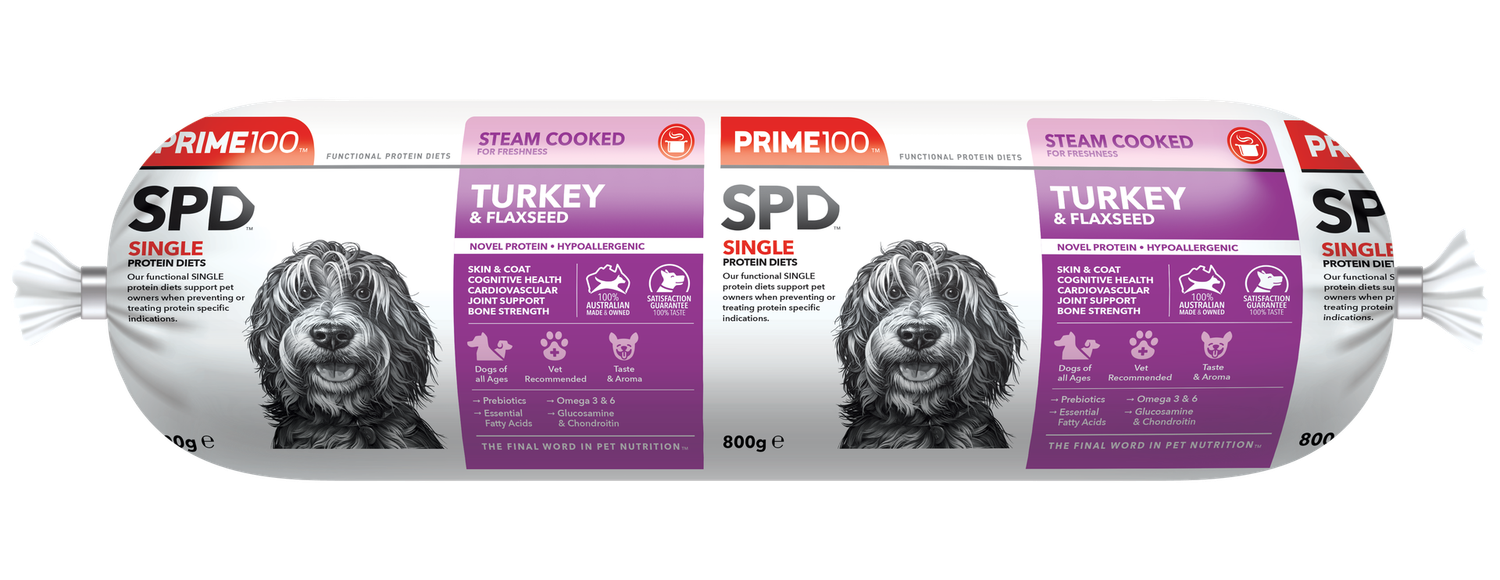 Prime100 SPD™ Turkey &amp; Flaxseed Fresh Roll Dog Food 800g