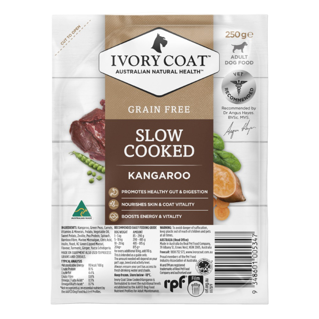 Ivory Coat Slow Cooked Meal Kangaroo Frozen Dog Food Grain Free 250g