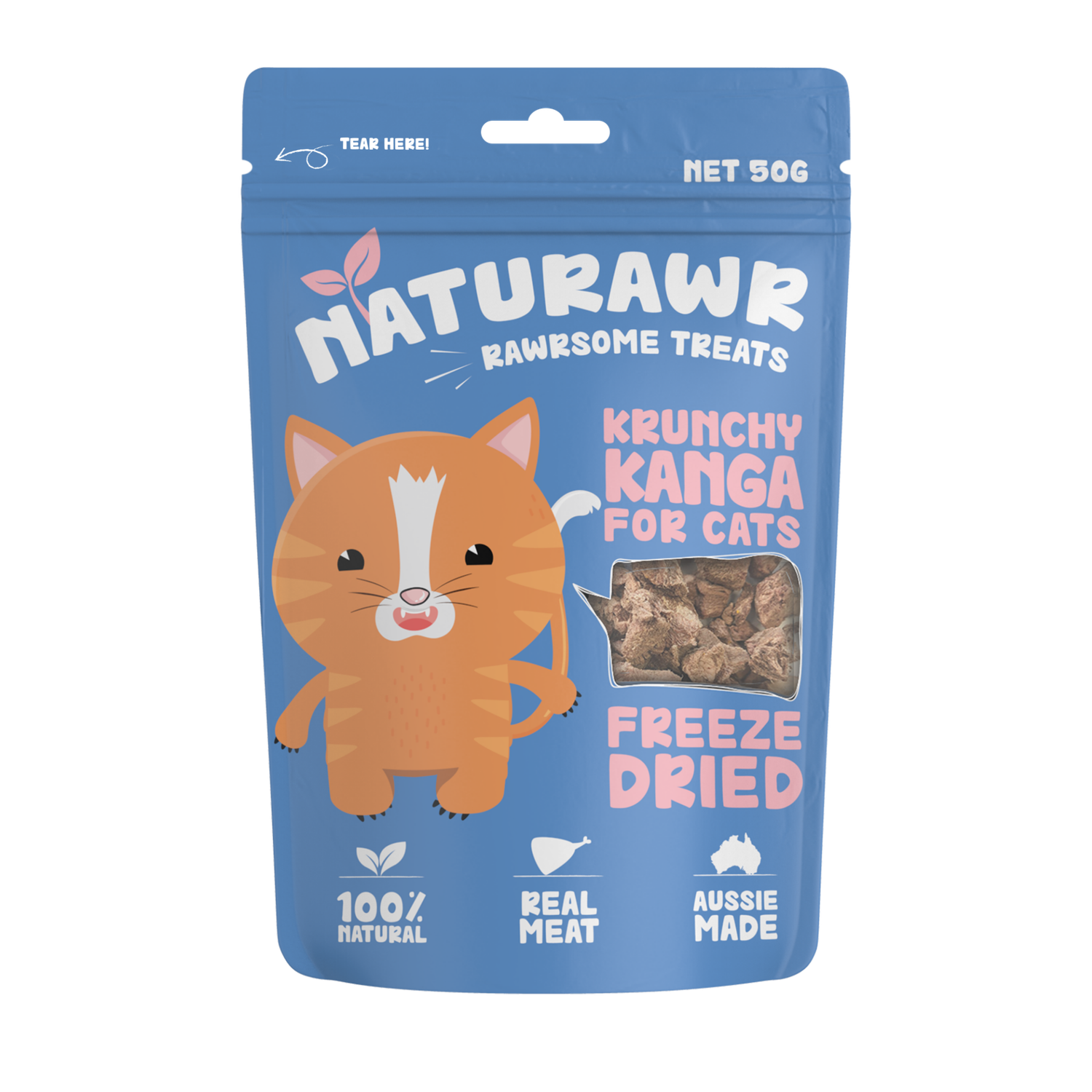 Naturawr Krunchy Kanga Freeze Dried Cat Treats 50g