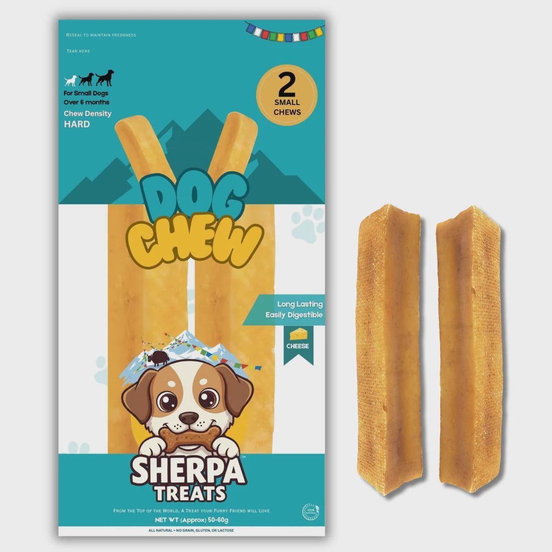 Sherpa Treats Natural Cheese Dog Chew Small Cheese Stick 2 pack
