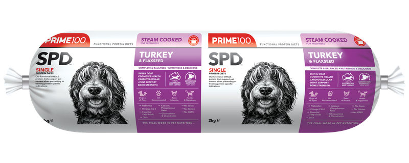 Prime100 SPD™ Turkey &amp; Flaxseed Fresh Roll Dog Food 2kg