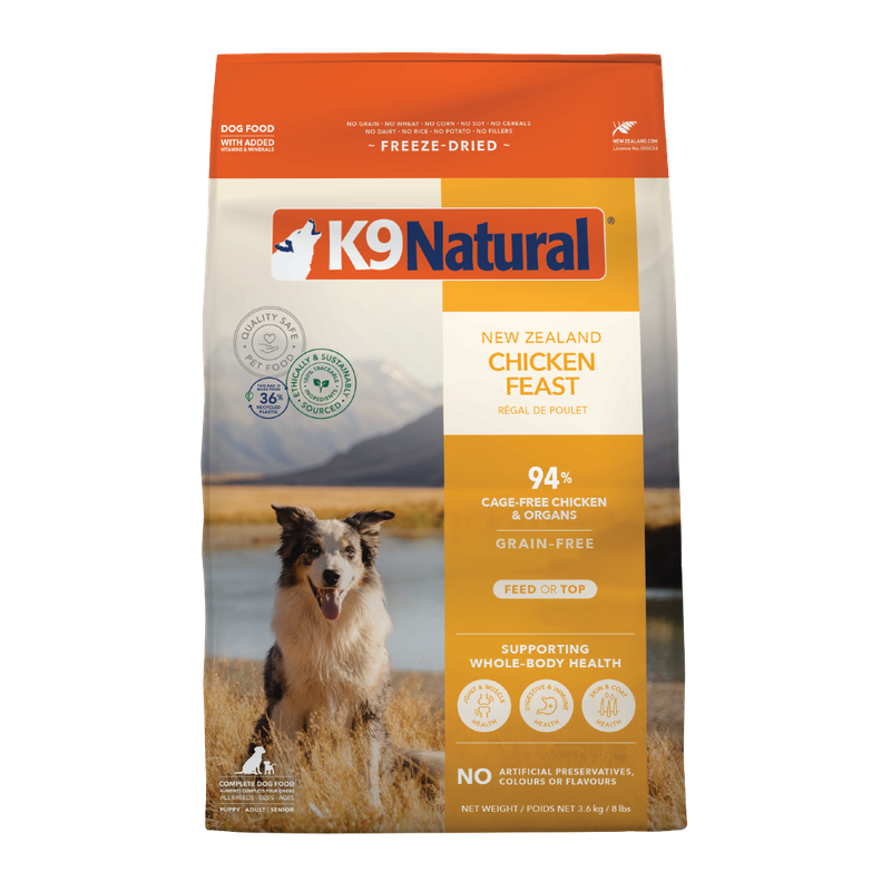 K9 Natural Grain-Free Freeze-Dried New Zealand Chicken Feast Dog Food 3.6kg
