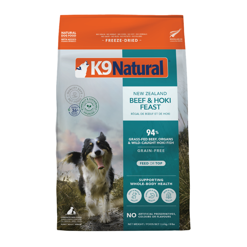 K9 Natural Grain-Free Freeze-Dried New Zealand Beef &amp; Hoki Feast Dog Food 3.6kg