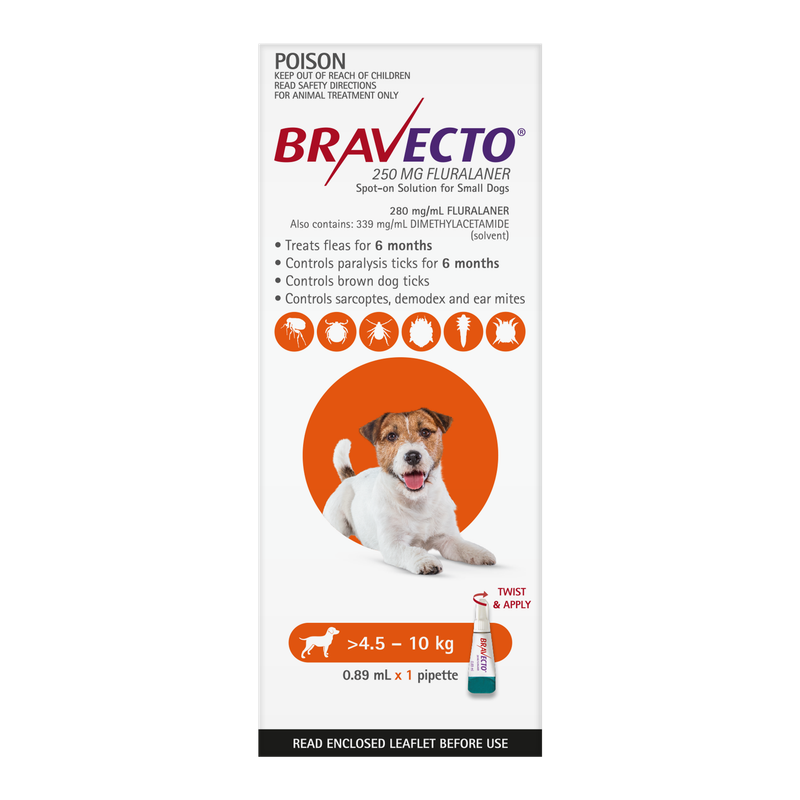 Bravecto Spot On Dog 4.5-10kg Orange