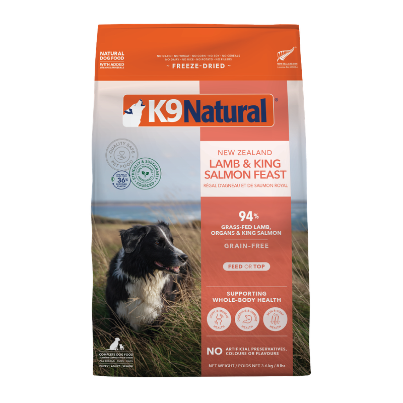 K9 Natural Grain-Free Freeze-Dried New Zealand Lamb &amp; King Salmon Feast Dog Food 3.6kg