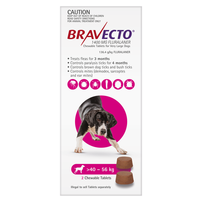Bravecto Dog 40-56kg Purple 2PK