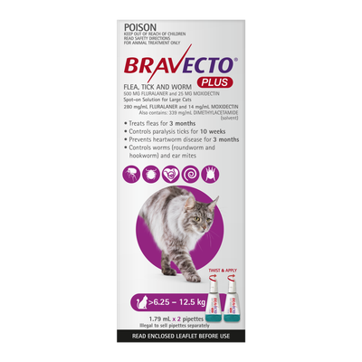 Bravecto Plus Cat Large 6.25-12.5kg 2PK