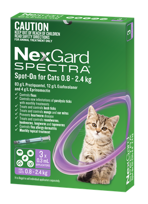 NexGard Spectra Spot On For Small Cats and Kittens Cat 0.8-2.4kg 3 PK