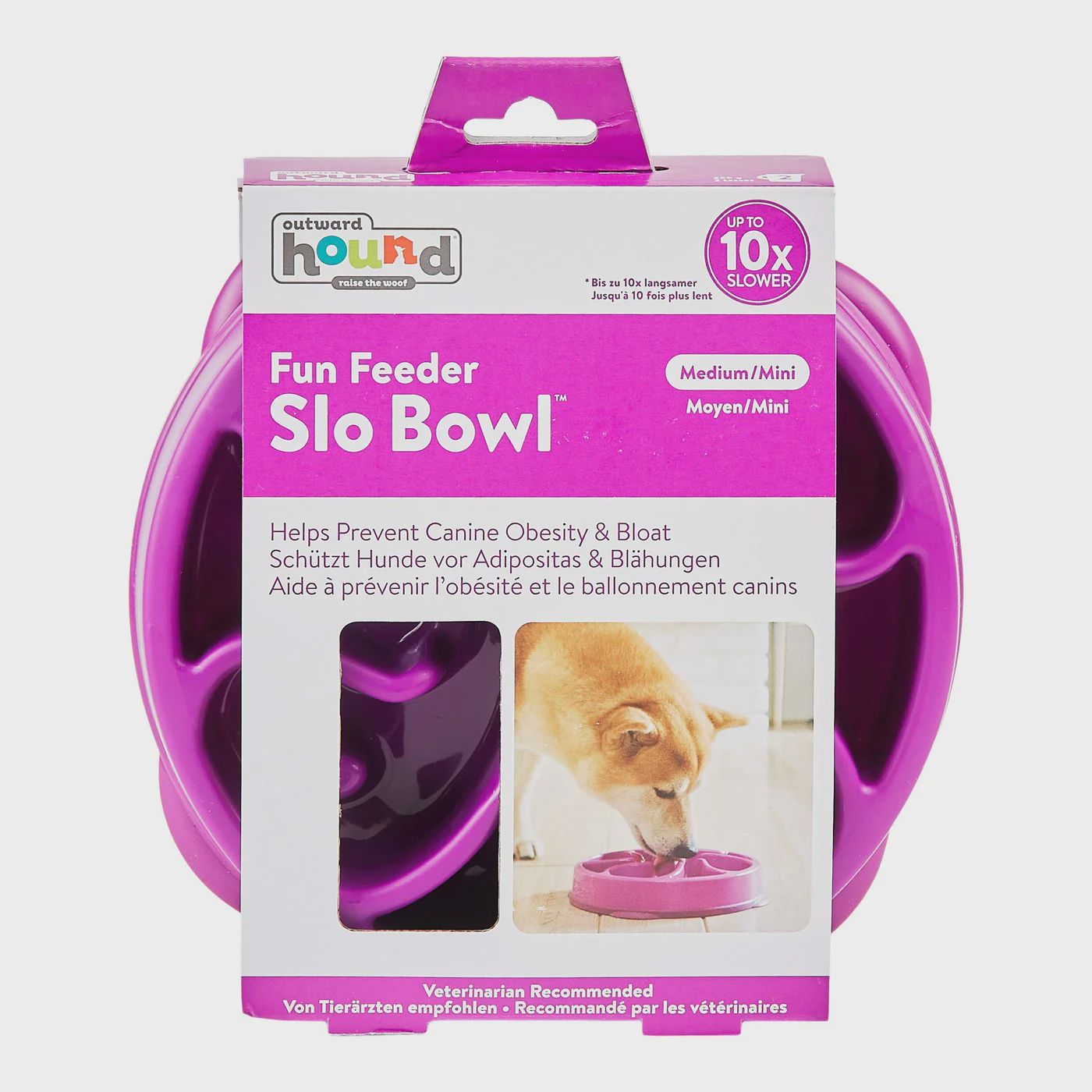 Outward Hound Mini Fun Feeder Interactive Slow Bowl for Dogs - Purple Flower