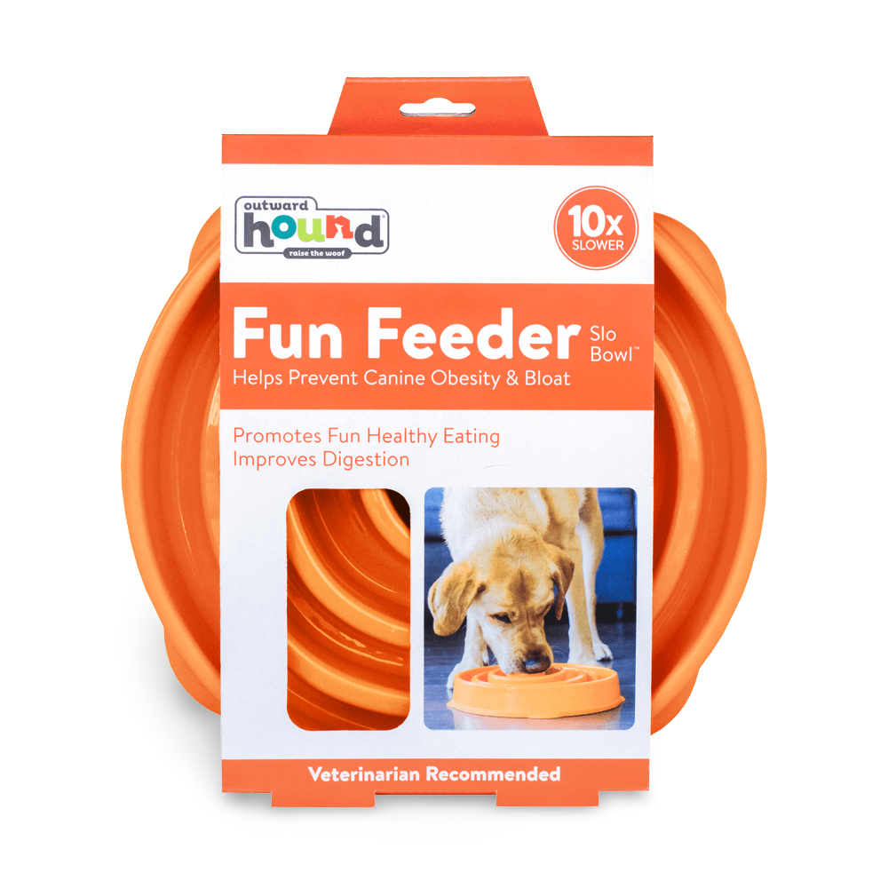 Outward Hound Fun Feeder Slow Bowl for Dogs - Orange Coral Maze