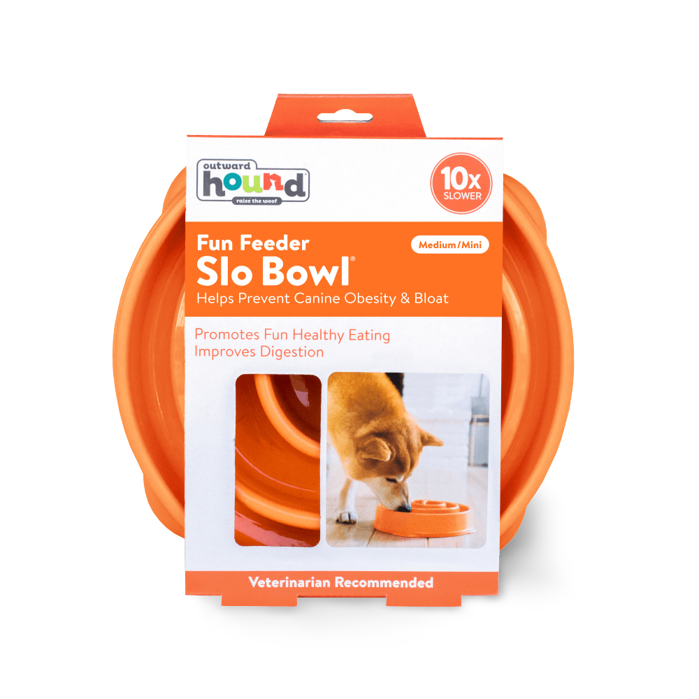 Outward Hound Mini Fun Feeder Interactive Slow Bowl for Dogs - Orange Maze