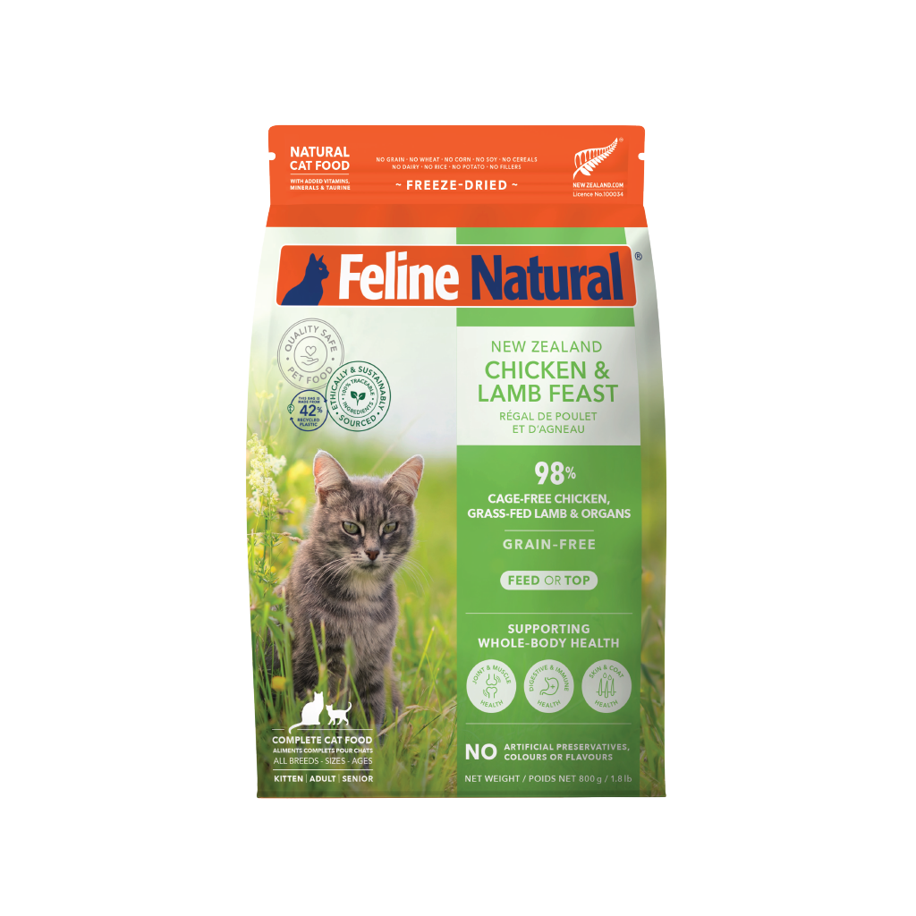 Feline Natural Grain-Free Freeze-Dried New Zealand Chicken &amp; Lamb Feast Cat Food 800g